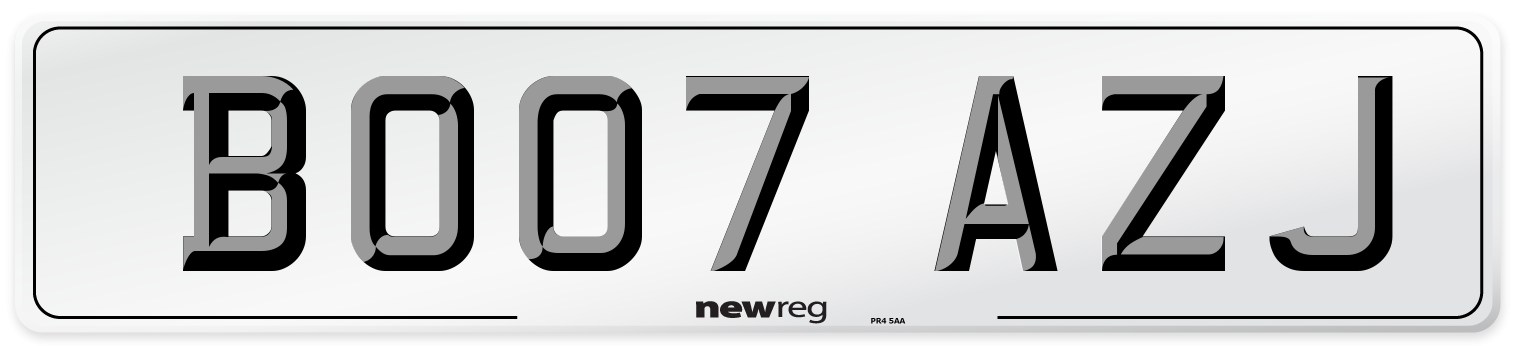 BO07 AZJ Number Plate from New Reg